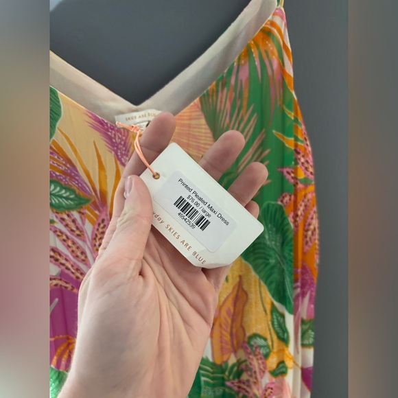 Skies Are Blue Sleeveless Printed Pleated Maxi Dress Size Large - Picture 4 of 5